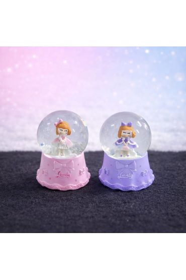 Mini Işıklı Sevimli Kız Kar Küresi