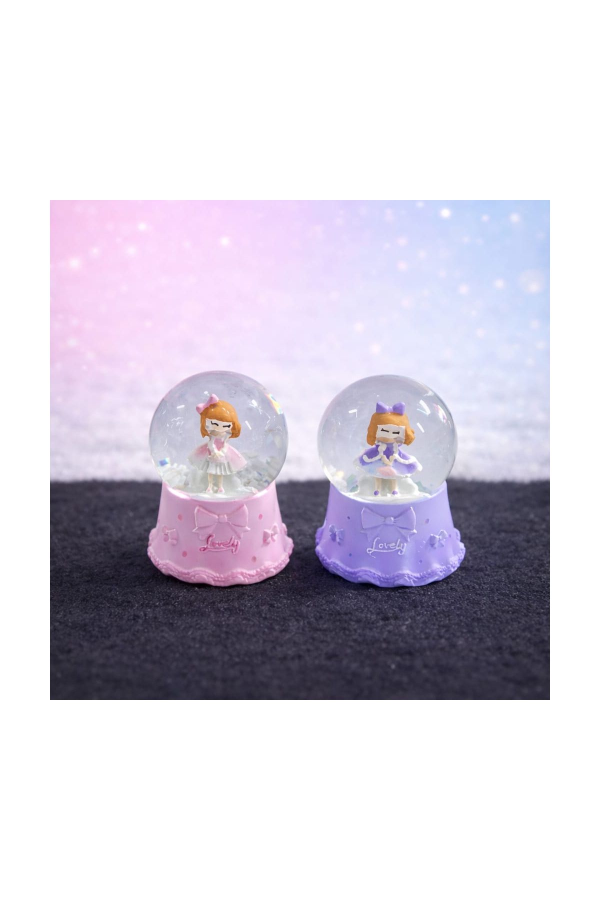Mini Işıklı Sevimli Kız Kar Küresi