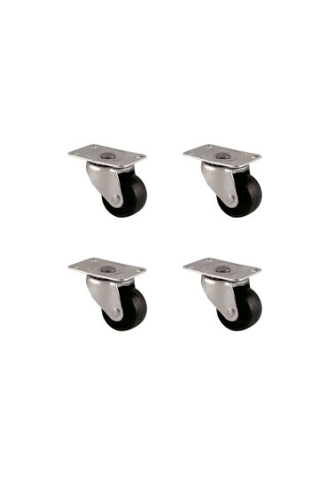 Furç Tablalı Bilyalı Teker - 28MM - Siyah HKS232 - 4 Adet