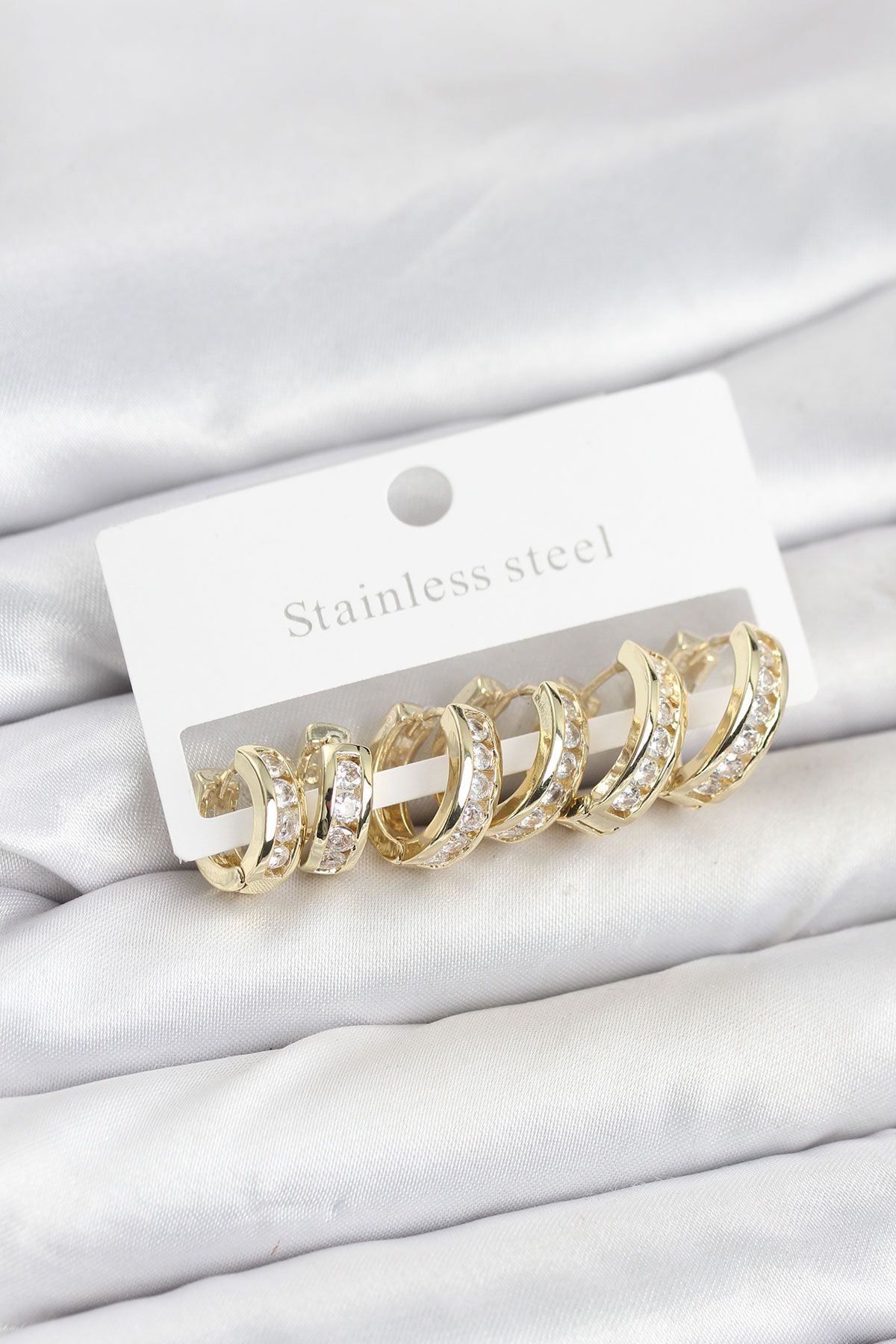 316L Çelik Gold Renk Su Yolu Halka Küpe Seti - TJ-BKP11522