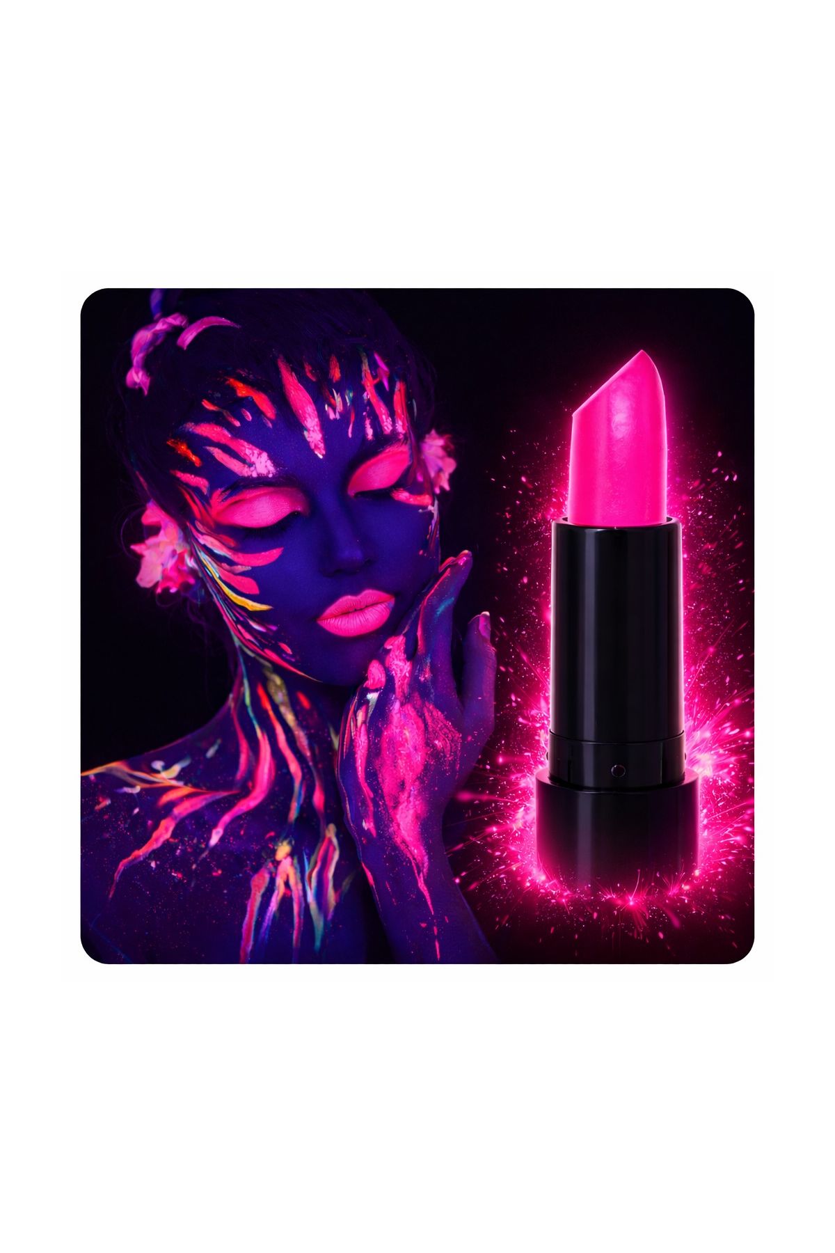 UV Neon Pembe Ruj – Karanlıkta Parlayan Makyaj Boyası