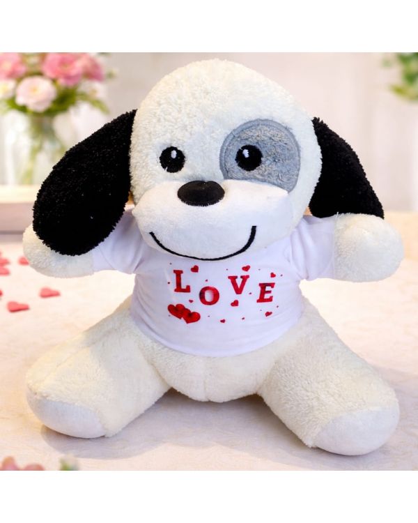 Love Tişörtlü Sevimli Peluş Köpek