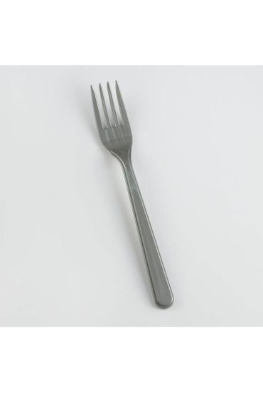 Gri Renk Lüks Plastik Çatal 25 Adet