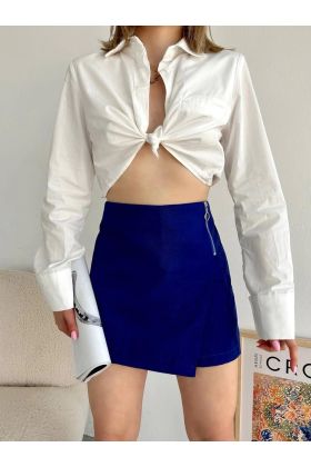 Gabardin fermuarlı şort etek