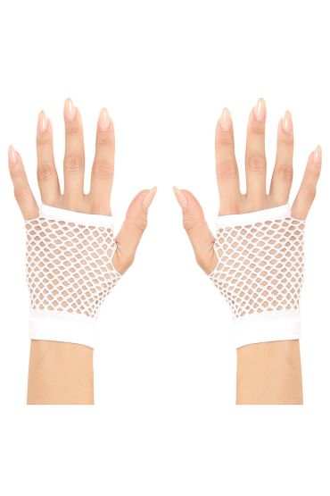 Beyaz Renk Kısa Boy Fileli Örgü Eldiven