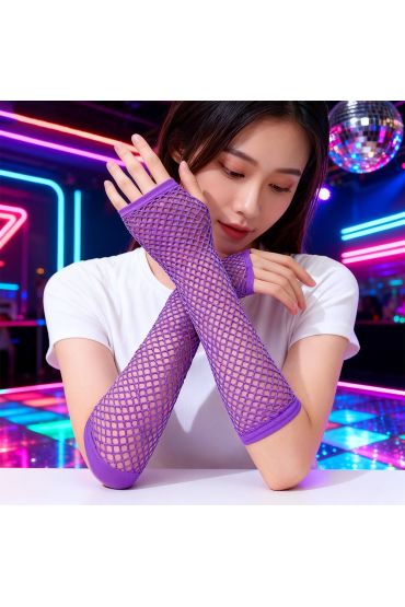 80’ler 90’lar Retro Mor File Parmaksız Eldiven 26 cm