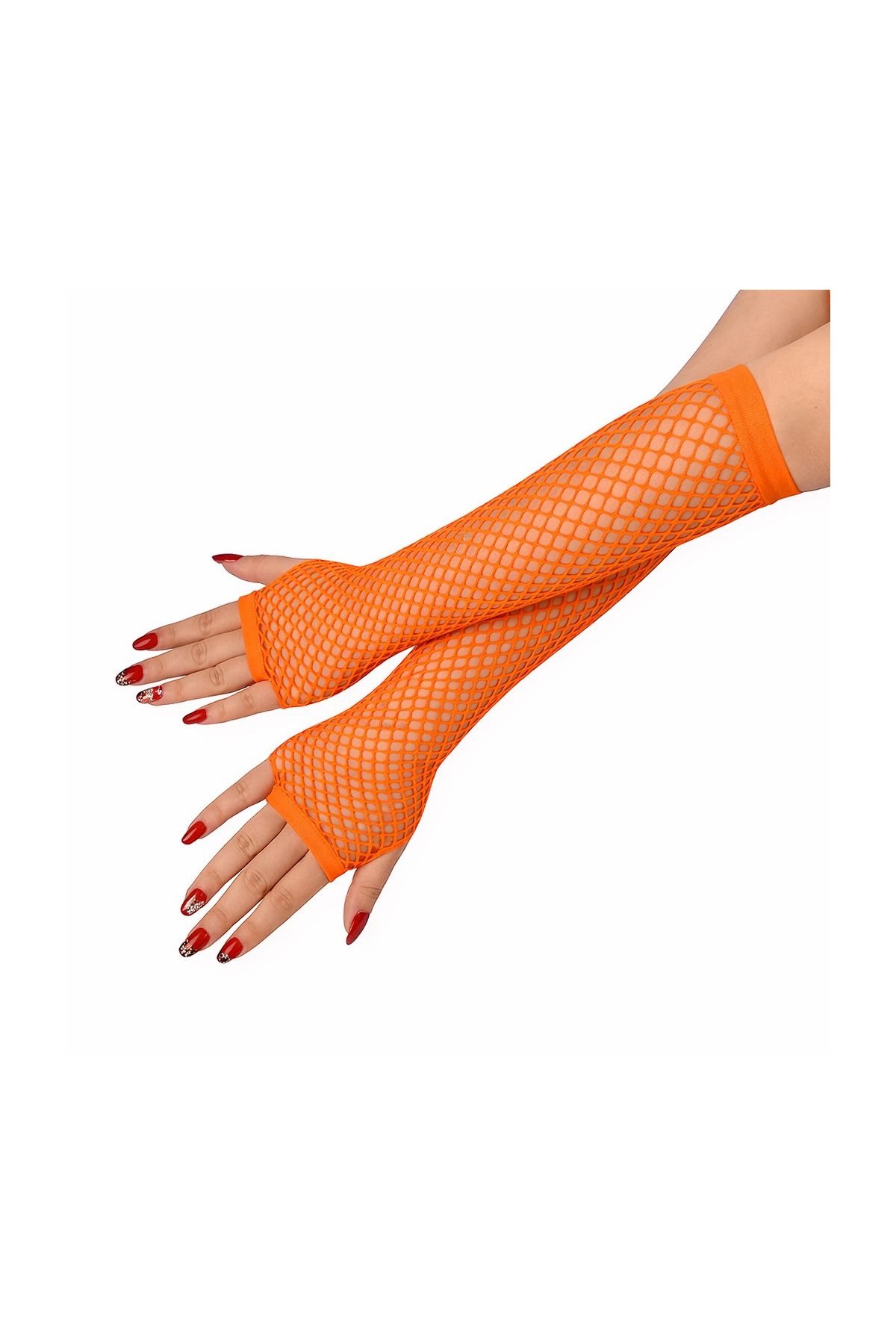 80’ler 90’lar Retro Turuncu File Parmaksız Eldiven 26 cm