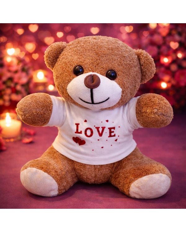 Love Baskılı Tişörtlü Kahverengi Ayıcık