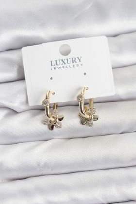 Zirkon Taşlı Pirinç Kadın Göçmen Küpesi - TJ-BKP11599