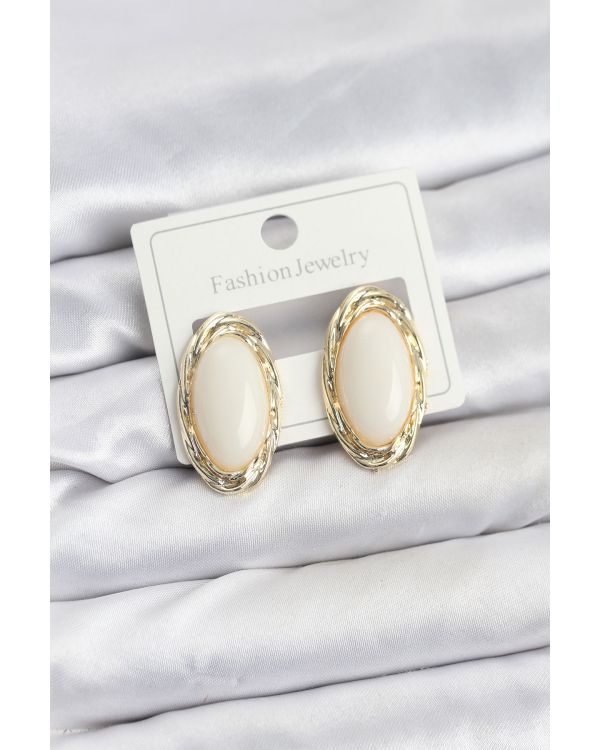 Beyaz Badem Model Vintage Kadın Küpe - TJ-BKP11607