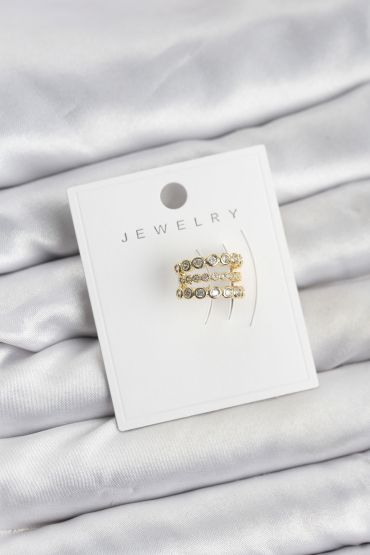 Gold Renk Zirkon Taşlı Pirinç Kıkırdak Earcuff Küpe - TJ-BKP11617