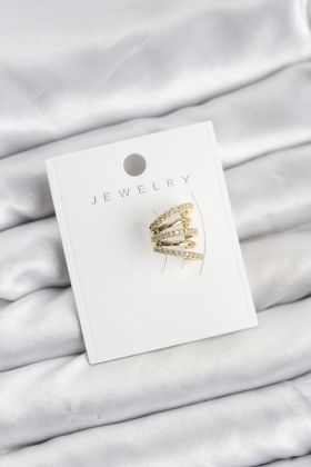 Gold Renk Pirinç Zirkon Taşlı Kıkırdak Earcuff Küpe - TJ-BKP11619