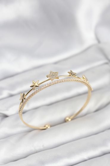 Yıldız Model Gold Renk Pirinç Kadın Bileklik - TJ-BB8247