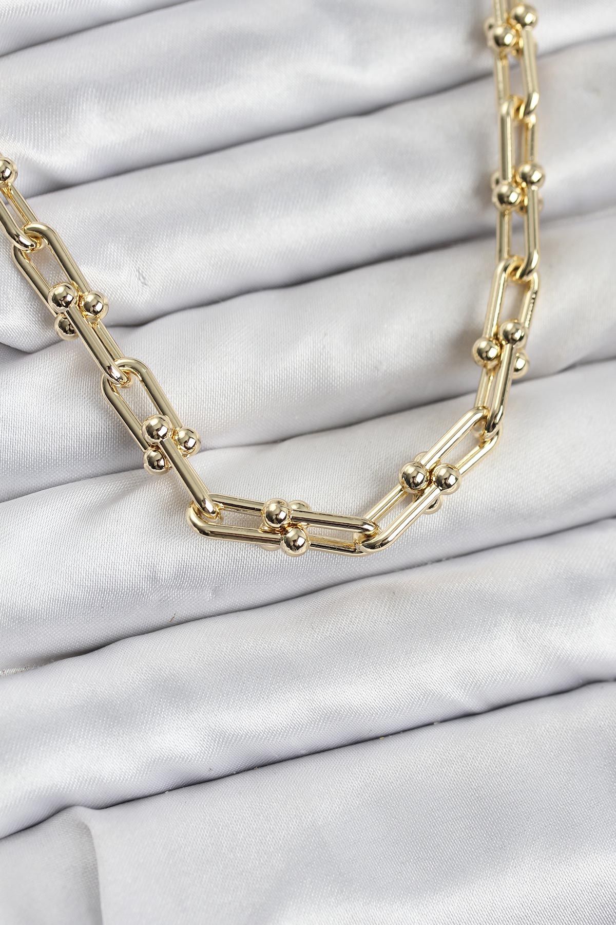 Pirinç Gold Renk Tifani Model Kadın Kolye - TJ-BKO10822