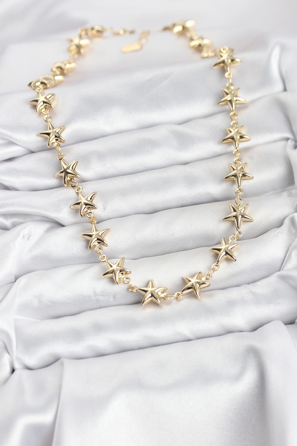 Yıldız Model Pirinç Gold Renk Kadın Kolye - TJ-BKO10823