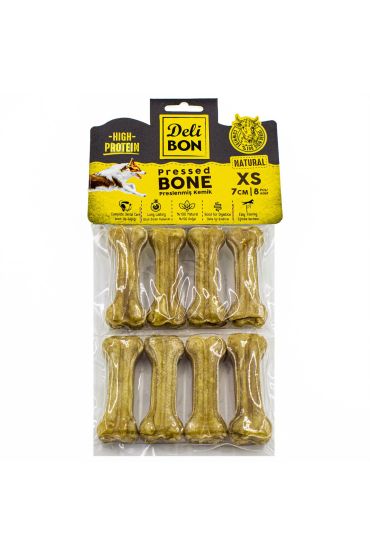Deri Köpek Çiğneti Pres Kemik 8x7cm Natural