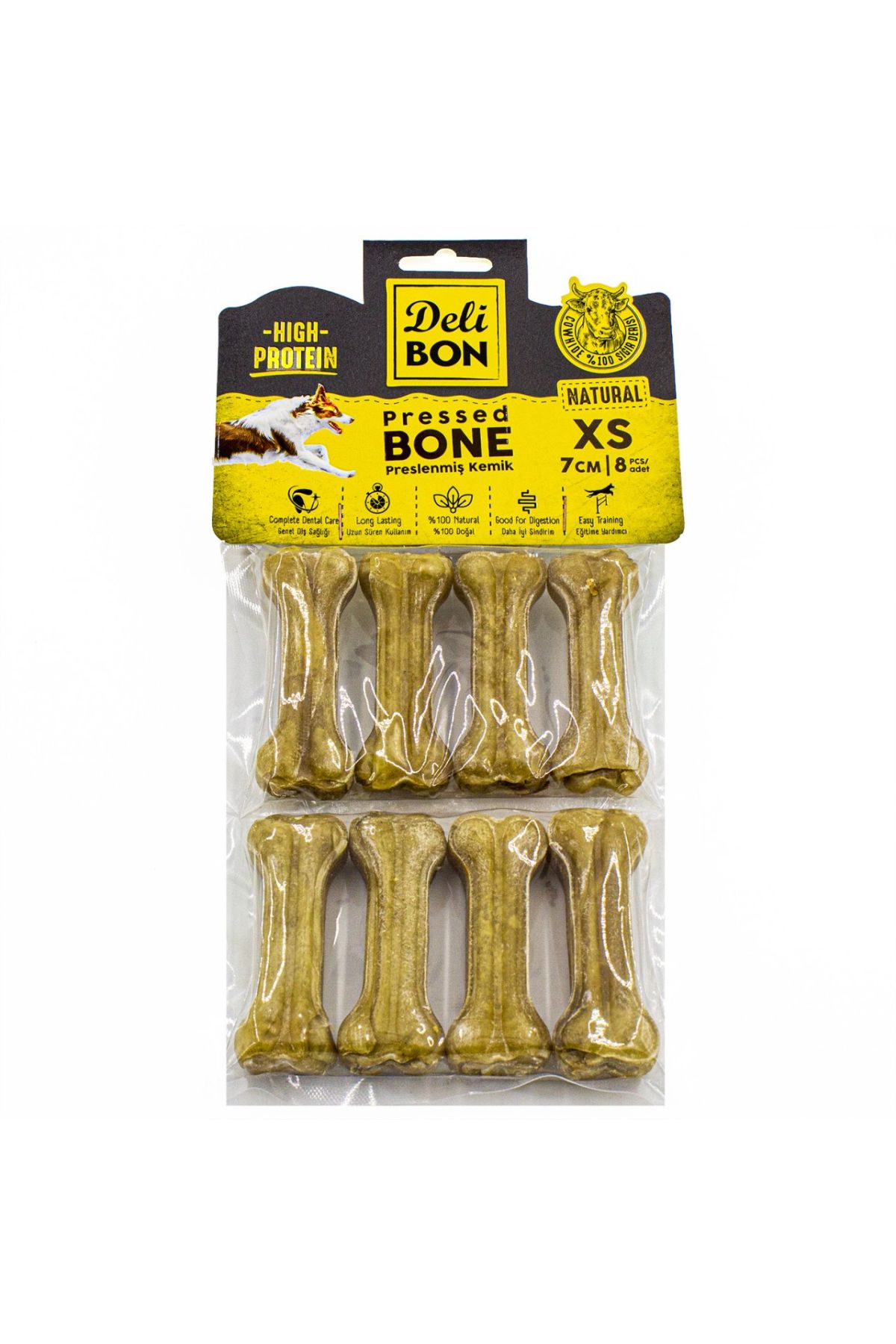 Deri Köpek Çiğneti Pres Kemik 8x7cm Natural