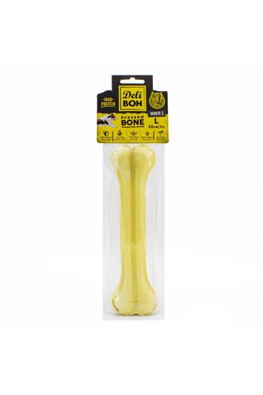 Deri Köpek Çiğneti Pres Kemik 1x22cm Beyaz