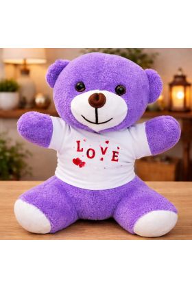 Love Baskılı Tişörtlü Peluş Oyuncak Ayıcık