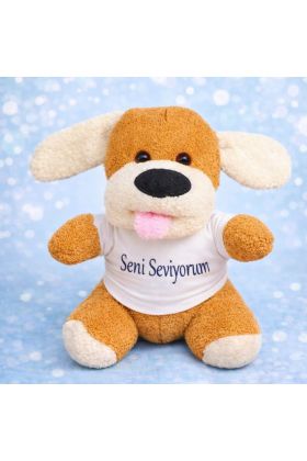 Seni Seviyorum Tişörtlü Sevimli Peluş Oyuncak Köpek