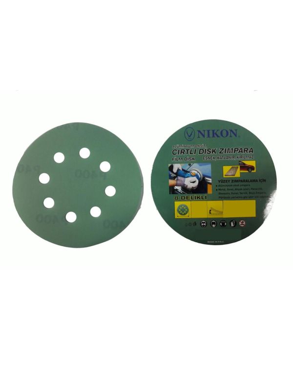 Nikon 52042 Kırılmaz Yeşil Cırt Zımpara 125X280 Kum 8 Delikli
