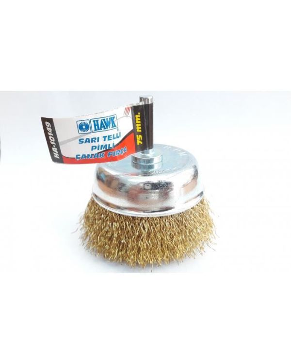  HA10149 Pimli Sarı Tel Çanak Fırça 75 mm