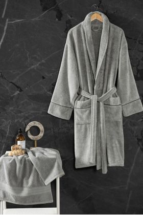 Exclusive Single Bornoz Seti Gri L/xl 8680108069134