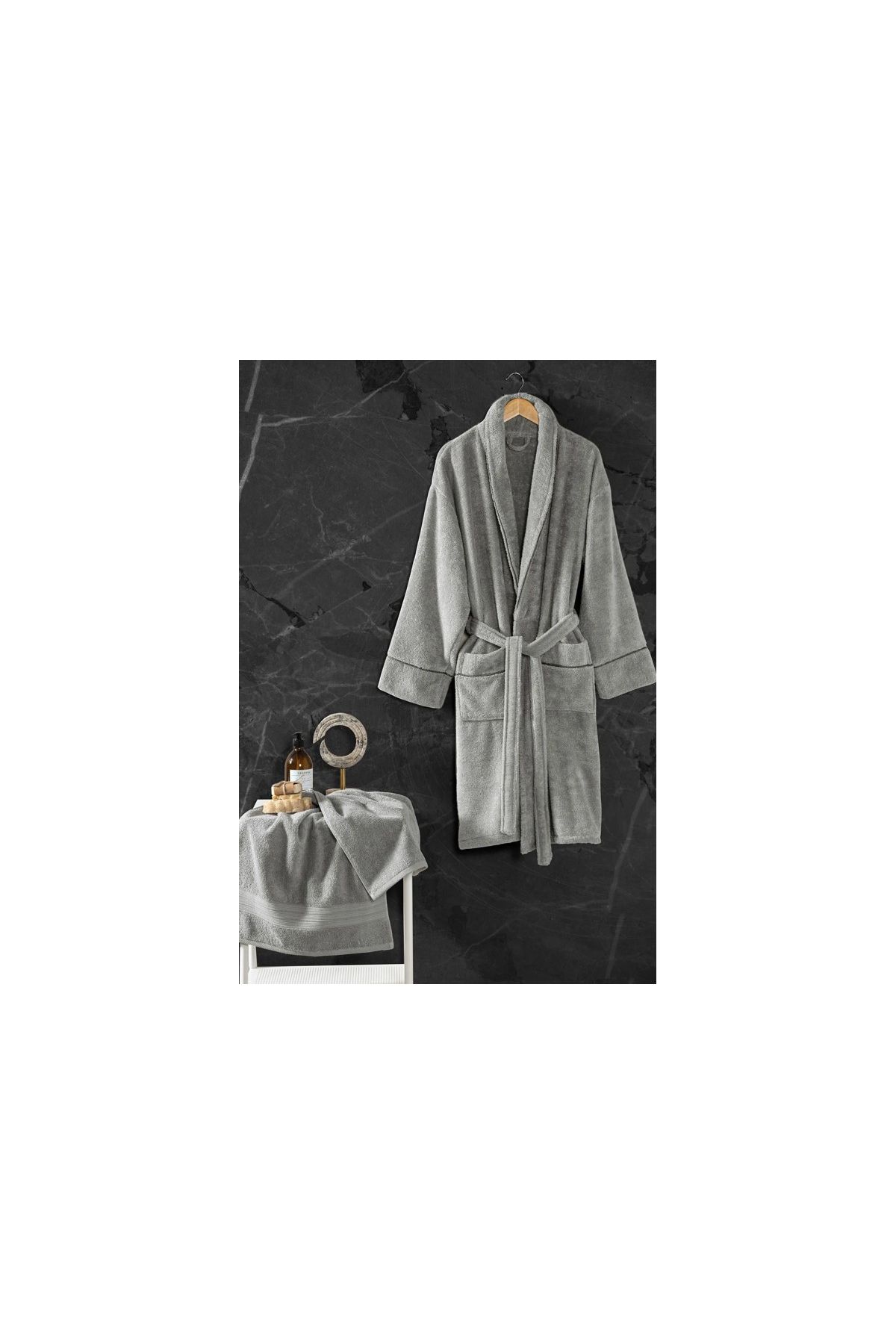 Exclusive Single Bornoz Seti Gri L/xl 8680108069134