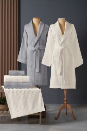 Bambu Bornoz Seti Lisse Coin İvory