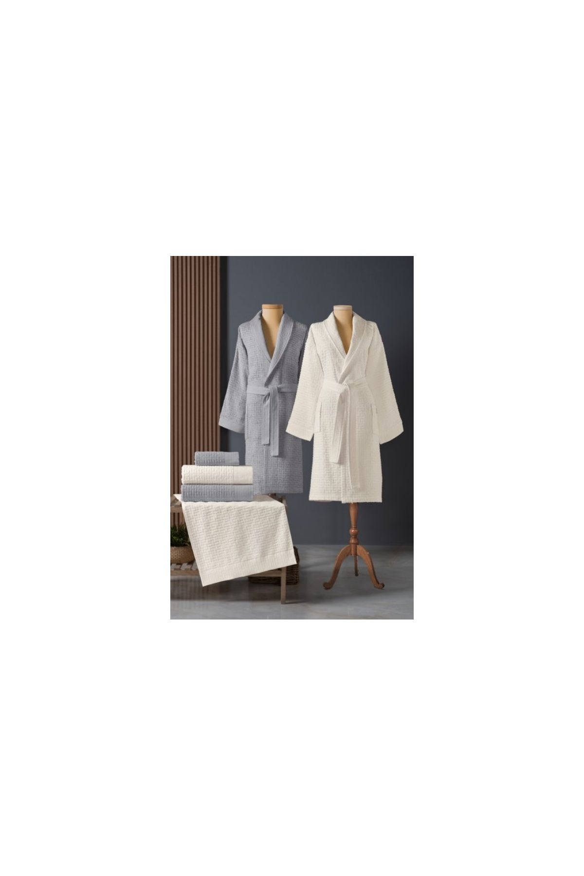 Bambu Bornoz Seti Lisse Coin İvory