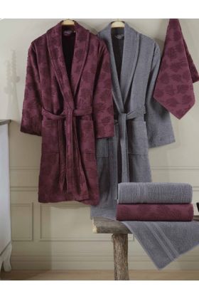 Talya Bornoz Seti Fuşya K.Gri