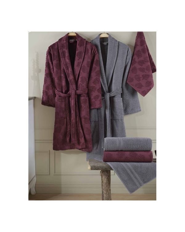 Talya Bornoz Seti Fuşya K.Gri