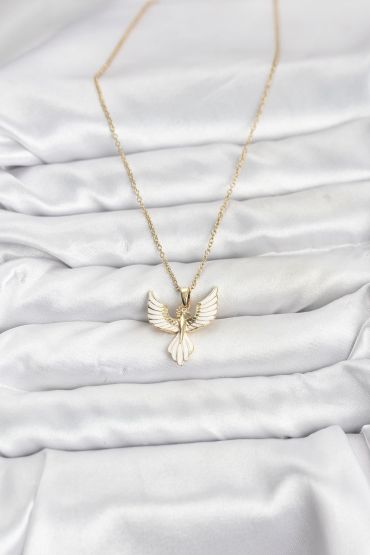 316L Çelik Zincir Gold Renk Anka Kuşu Model Kadın Kolye - TJ-BKO10879