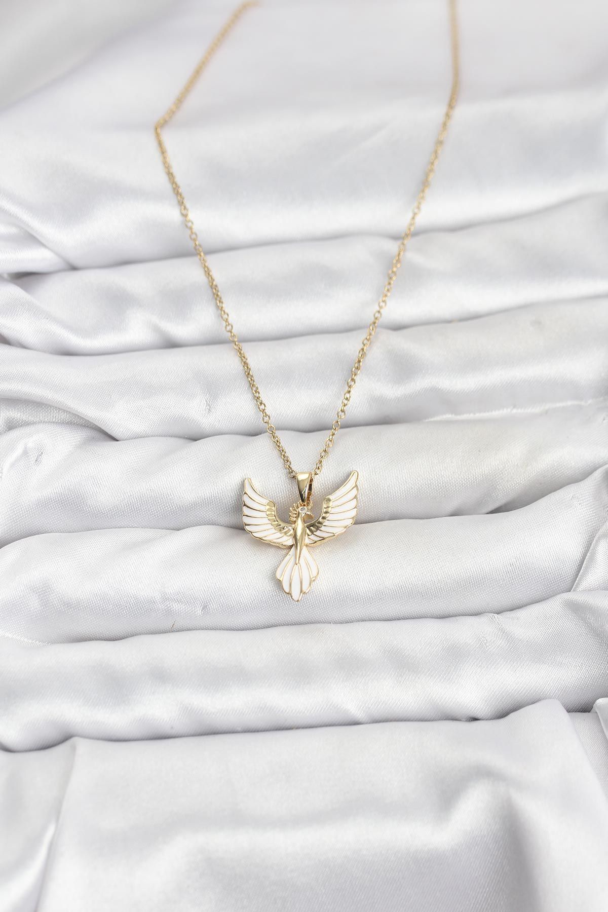 316L Çelik Zincir Gold Renk Anka Kuşu Model Kadın Kolye - TJ-BKO10879