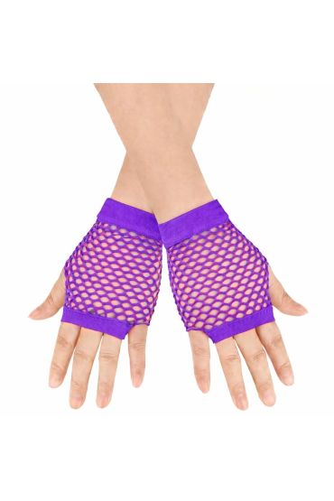 80’ler 90’lar Retro Mor File Parmaksız Kısa Eldiven 11 cm