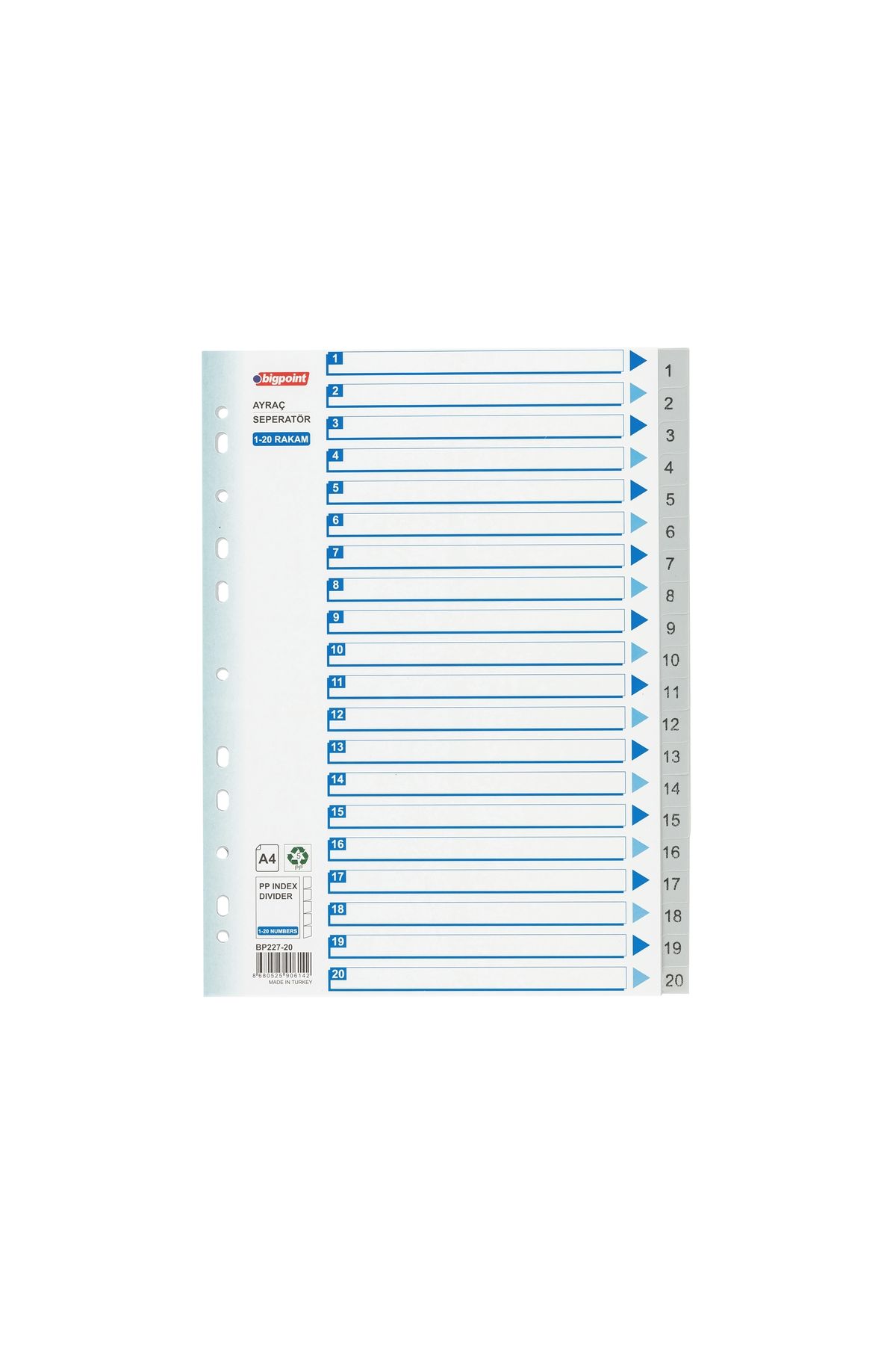 Bigpoint PP Seperatör 1-20 Rakamlı x 15 Adet