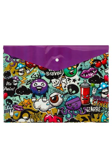 Bigpoint Çıtçıtlı Dosya A4 Grafiti Desenli x 12 Adet