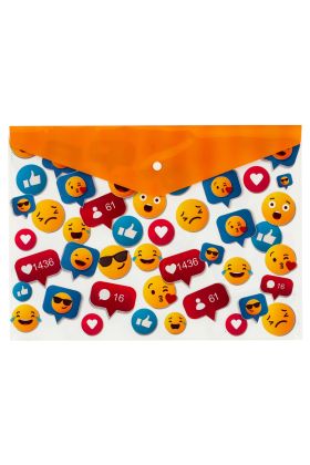 Bigpoint Çıtçıtlı Dosya A4 Emoji Desenli x 12 Adet