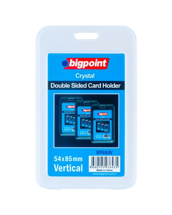 Bigpoint Çift Taraflı Kart Kabı Kristal Dikey Şeffaf 54x85mm x 10 Adet