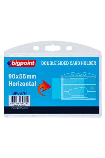 Bigpoint Çift Taraflı Kart Kabı Yatay Şeffaf 90x55mm x 10 Adet