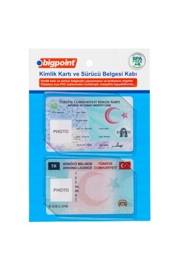 Bigpoint Kimlik ve Ehliyet Kabı Şeffaf 86x54mm 2'li Set x 50 Blister