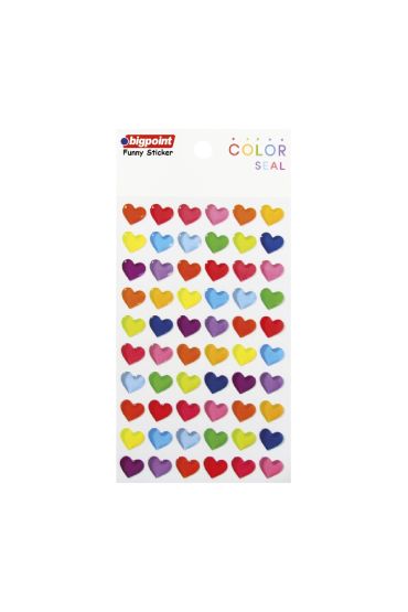 Bigpoint Sticker Rengarenk Kalpler x 15 Adet