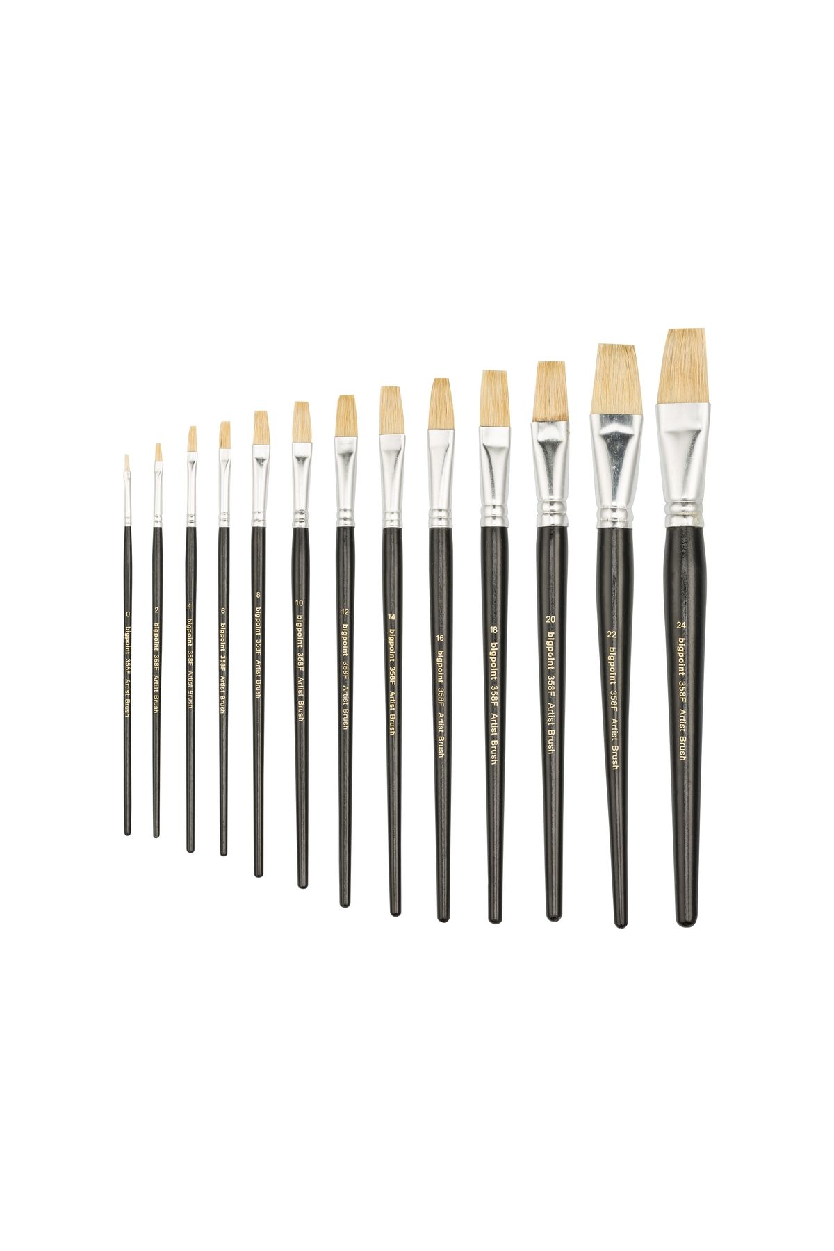 Bigpoint 358F Serisi Beyaz Doğal Kıl Düz Kesik Fırça No: 12 x 12 Adet