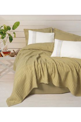 Aura Çift Kişilik Pike Takımı Pebble Hardal