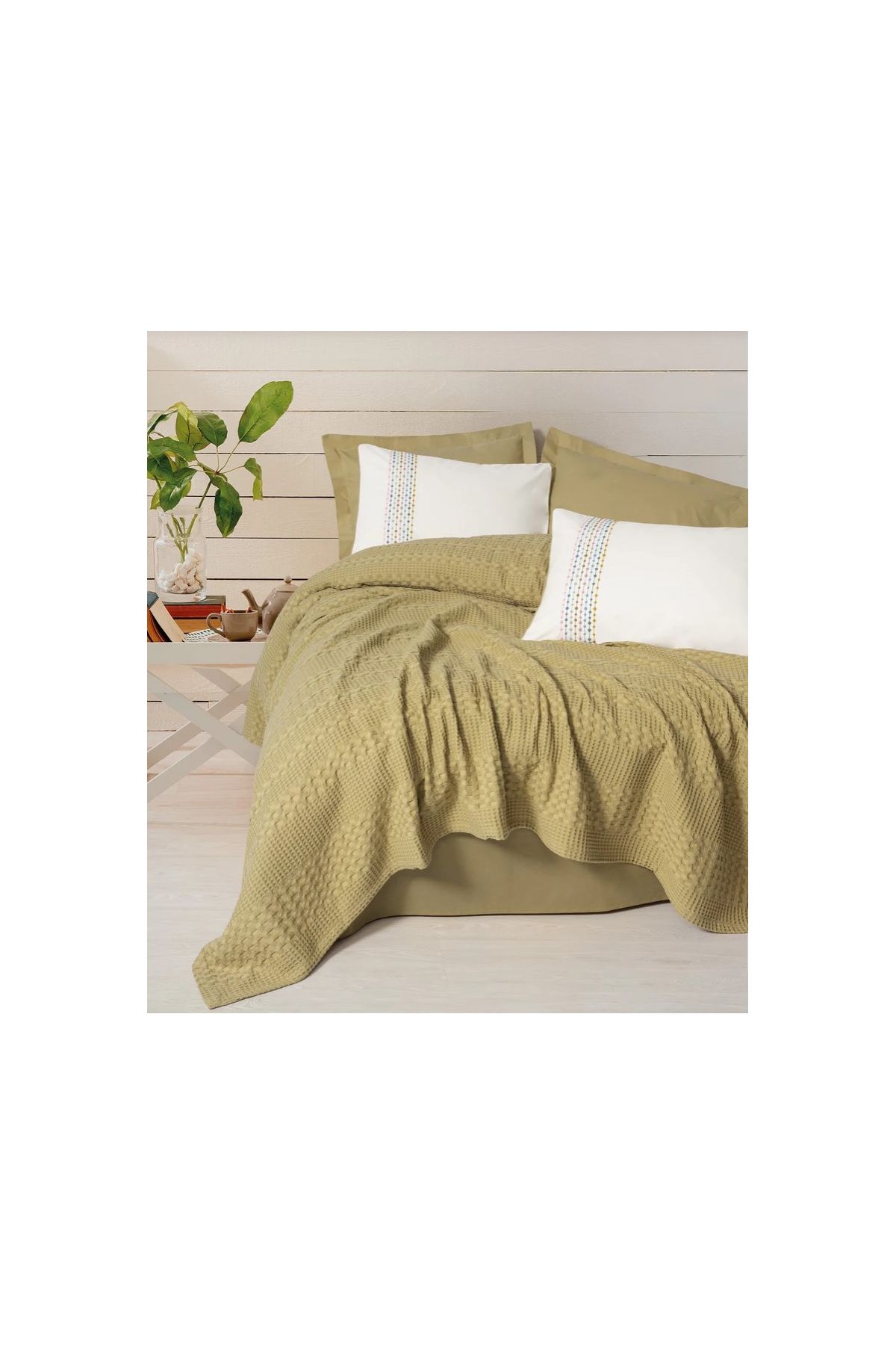 Aura Çift Kişilik Pike Takımı Pebble Hardal