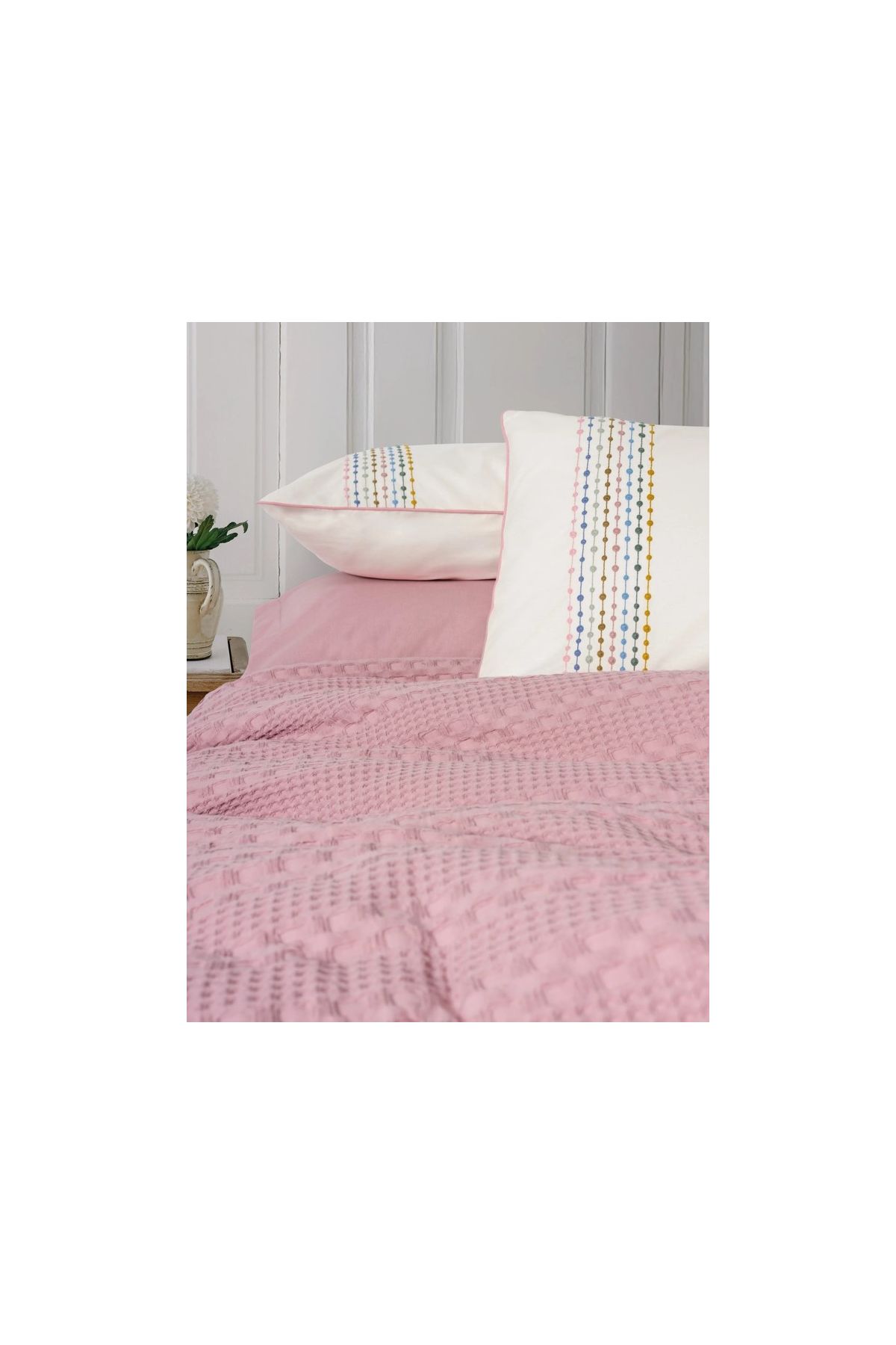 Aura Çift Kişilik Pike Takımı Pebble Pembe