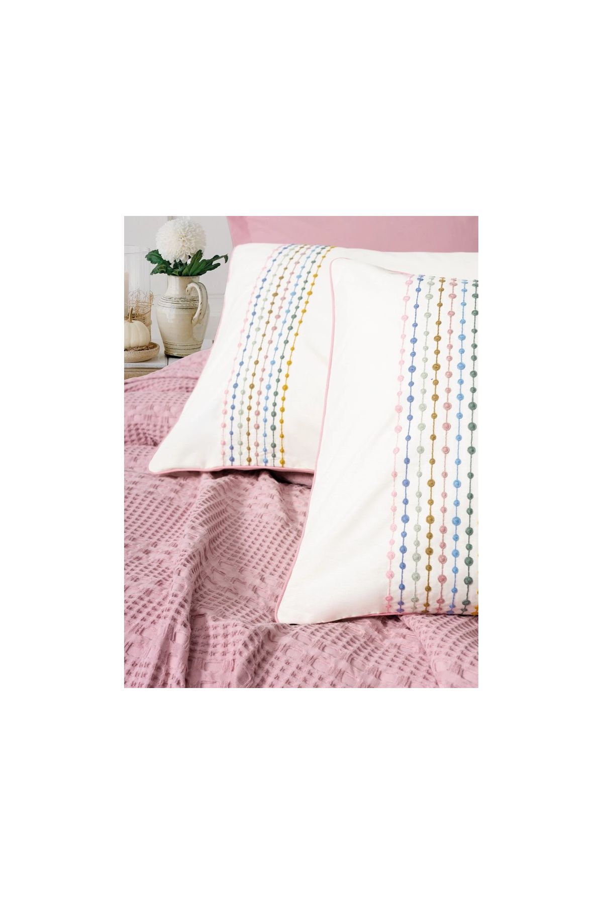 Aura Çift Kişilik Pike Takımı Pebble Pembe