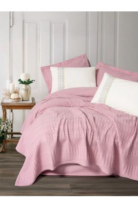 Aura Çift Kişilik Pike Takımı Pebble Pembe