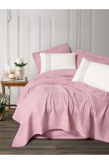 Aura Çift Kişilik Pike Takımı Pebble Pembe