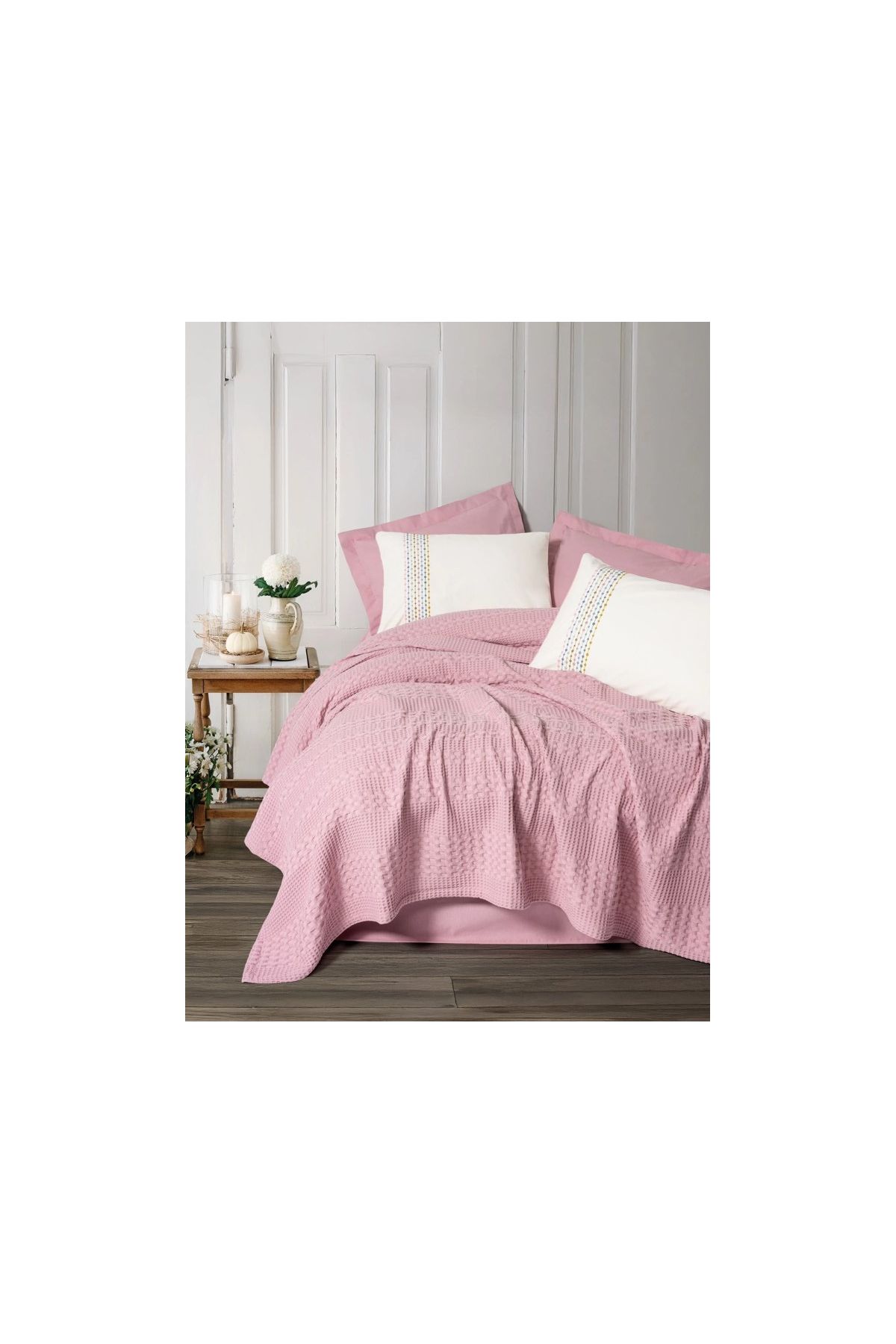 Aura Çift Kişilik Pike Takımı Pebble Pembe